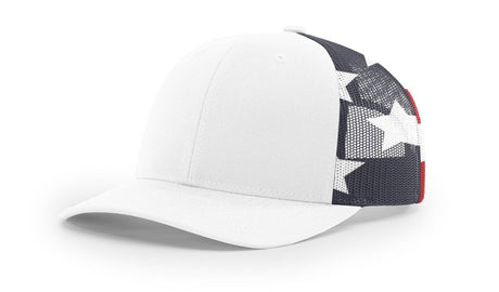 Richardson Printed Mesh Trucker Cap - Richardson 112PM White/Stars Stripes Adjustable Hats