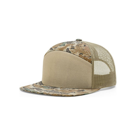 Richardson Printed Seven - Panel Trucker Cap - Richardson 168P Realtree Advantage/Khaki Adjustable Caps