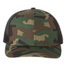 Richardson Printed Trucker Cap - Richardson 112P Army Camo/ Black Adjustable Caps