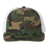 Richardson Printed Trucker Cap - Richardson 112P Army Camo/ White Adjustable Caps