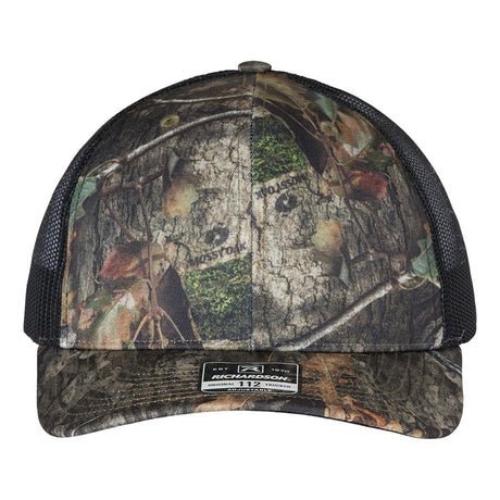 Richardson Printed Trucker Cap - Richardson 112P Mossy Oak Country DNA/ Black Adjustable Caps