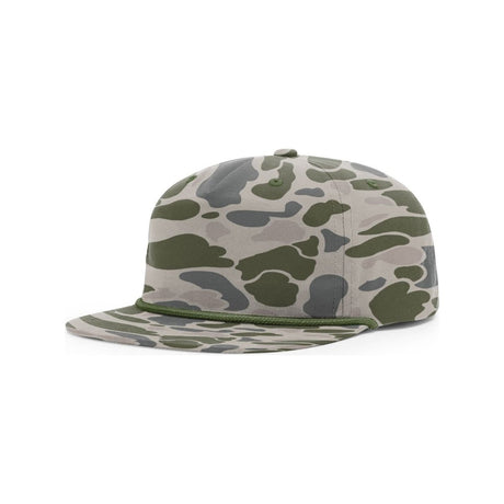 Richardson PRINTED Umpqua Snapback Cap - Richardson 256P Marsh Duck Camo w/ Army Olive Rope Adjustable Hats