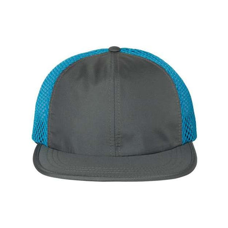 Richardson Rogue Wide Set Mesh Cap - Richardson 935 Charcoal/ Cyan Adjustable Hats