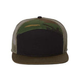 Richardson Seven - Panel Trucker Cap - Richardson 168 Black/ Camo/ Loden Adjustable Hats