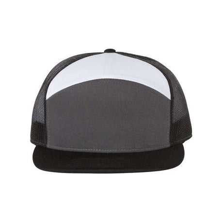 Richardson Seven - Panel Trucker Cap - Richardson 168 Charcoal/ Black/ White Adjustable Hats