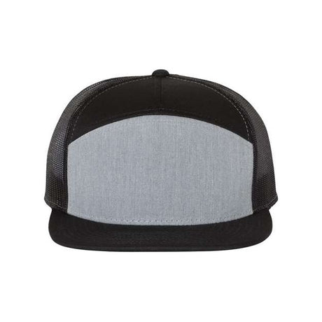 Richardson Seven - Panel Trucker Cap - Richardson 168 Heather Grey/ Black Adjustable Hats