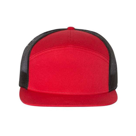 Richardson Seven - Panel Trucker Cap - Richardson 168 Red/ Black Adjustable Hats