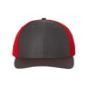 Richardson Twill Back Trucker Cap - Richardson 312 Charcoal/ Red Adjustable Hats