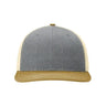 Richardson Twill Back Trucker Cap - Richardson 312 Heather Grey/ Birch/ Amber Gold Adjustable Hats
