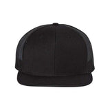 Richardson Wool Blend Flat Bill Trucker Cap - Richardson 511 Black/ Black Adjustable Hats