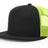 Richardson Wool Blend Flat Bill Trucker Cap - Richardson 511 Black/Neon Yellow Adjustable Hats