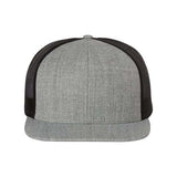 Richardson Wool Blend Flat Bill Trucker Cap - Richardson 511 Heather Grey/ Black Adjustable Hats