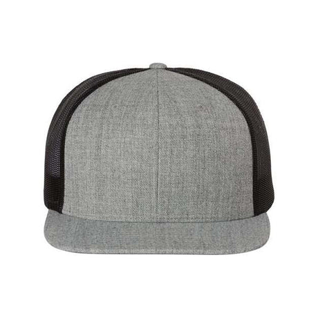 Richardson Wool Blend Flat Bill Trucker Cap - Richardson 511 Heather Grey/ Black Adjustable Hats