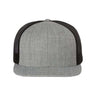 Richardson Wool Blend Flat Bill Trucker Cap - Richardson 511 Heather Grey/ Black Adjustable Hats