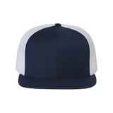 Richardson Wool Blend Flat Bill Trucker Cap - Richardson 511 Navy/ White Adjustable Hats