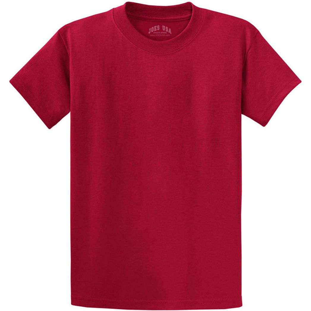 Men's Durable 100% Heavyweight Cotton T-Shirts in Regular, Big, and Tall Sizes Joe's USA Men's Apparel - Rich Red