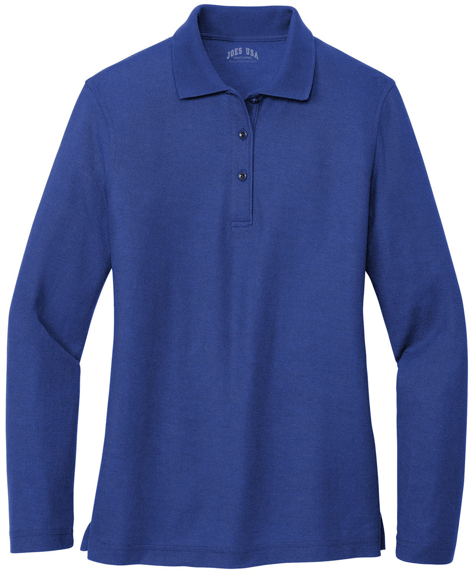 Joe's USA Ladies Long Sleeve Silk Touch Polo Women's Joe's USA X-Small Royal