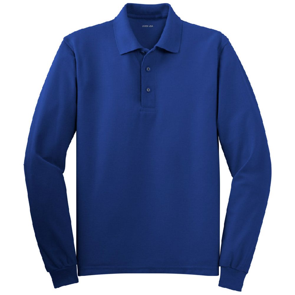 Mens Long Sleeve Silk Touch Polo Joe's USA X-Small Royal