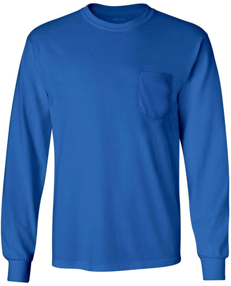 Joe's USA Men's Long Sleeve Essential T-Shirt with Pocket