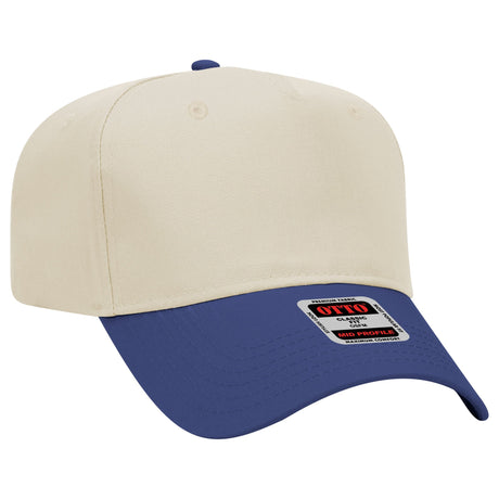 Otto Cap 31-069 - 5 Panel, Mid Profile Baseball Cap Caps OTTO CAP Royal / Natural