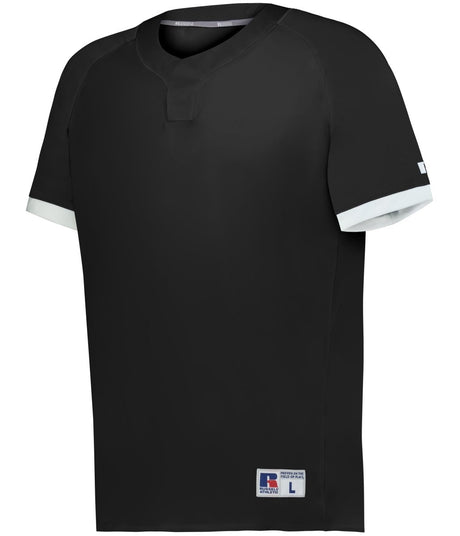 Russell (Team) BASELINE COVERED PLACKET BASEBALL JERSEY - Russell (Team) R02X3M BLACK/WHITE S