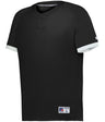 Russell (Team) BASELINE COVERED PLACKET BASEBALL JERSEY - Russell (Team) R02X3M BLACK/WHITE S