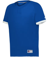 Russell (Team) BASELINE COVERED PLACKET BASEBALL JERSEY - Russell (Team) R02X3M ROYAL/WHITE S