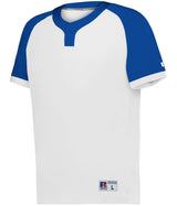 Russell (Team) BASELINE COVERED PLACKET BASEBALL JERSEY - Russell (Team) R02X3M WHITE/ROYAL S