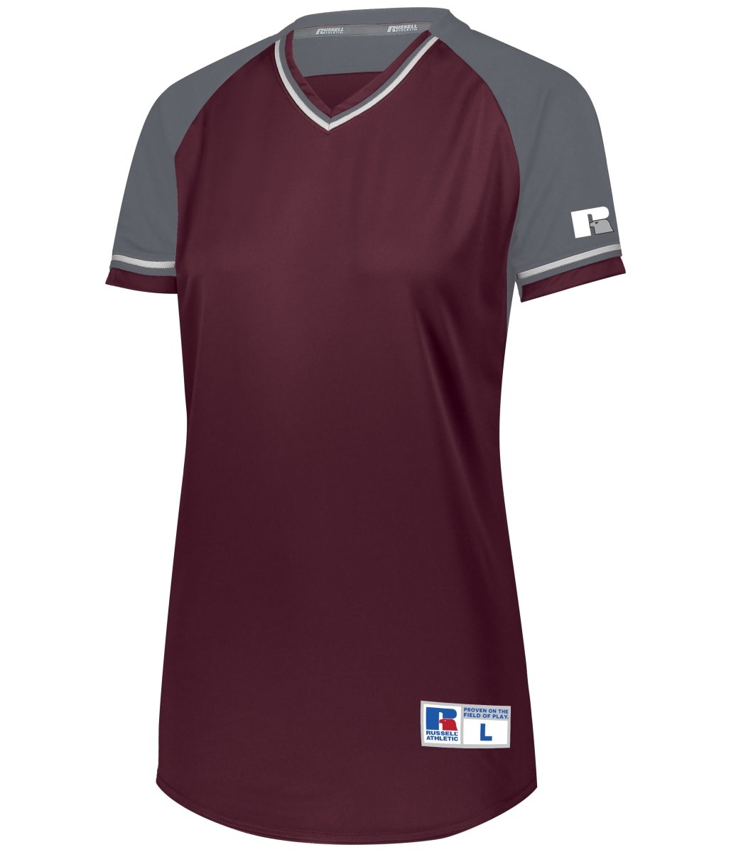 Russell (Team) Ladies Classic V - Neck Jersey - Russell (Team) R01X3X MAROON/STEEL/WHITE S
