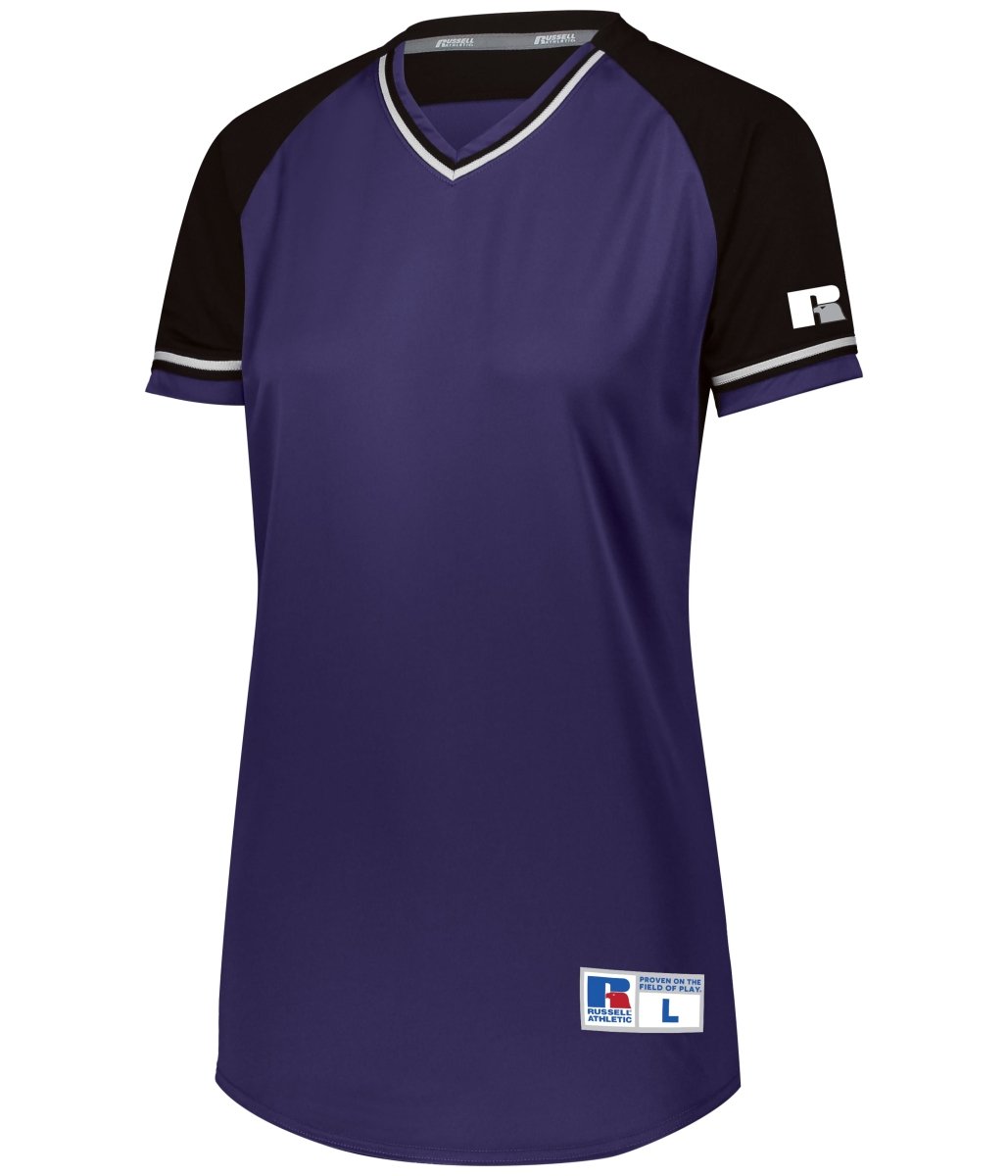 Russell (Team) Ladies Classic V - Neck Jersey - Russell (Team) R01X3X PURPLE/BLACK/WHITE S