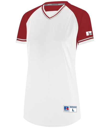 Russell (Team) Ladies Classic V - Neck Jersey - Russell (Team) R01X3X WHITE/TRUE RED/WHITE S