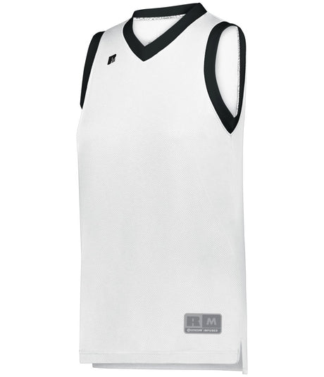 Russell (Team) LADIES ELITE BASKETBALL JERSEY POWERED BY COOLCORE® 5R3CHX WHITE/BLACK S