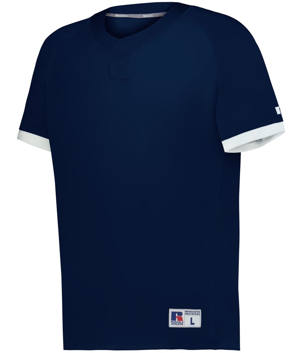 Russell (Team) YOUTH BASELINE COVERED PLACKET BASEBALL JERSEY - Russell (Team) R02X3B NAVY/WHITE S