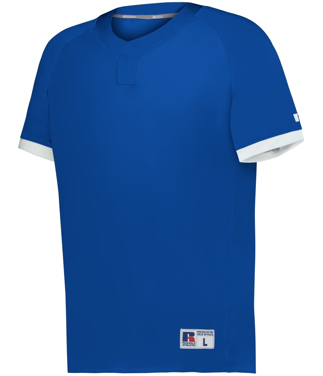 Russell (Team) YOUTH BASELINE COVERED PLACKET BASEBALL JERSEY - Russell (Team) R02X3B ROYAL/WHITE S