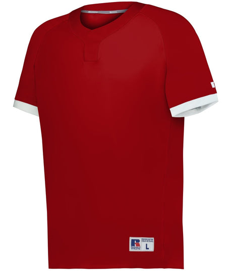 Russell (Team) YOUTH BASELINE COVERED PLACKET BASEBALL JERSEY - Russell (Team) R02X3B TRUE RED/WHITE S