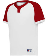 Russell (Team) YOUTH BASELINE COVERED PLACKET BASEBALL JERSEY - Russell (Team) R02X3B WHITE/TRUE RED S
