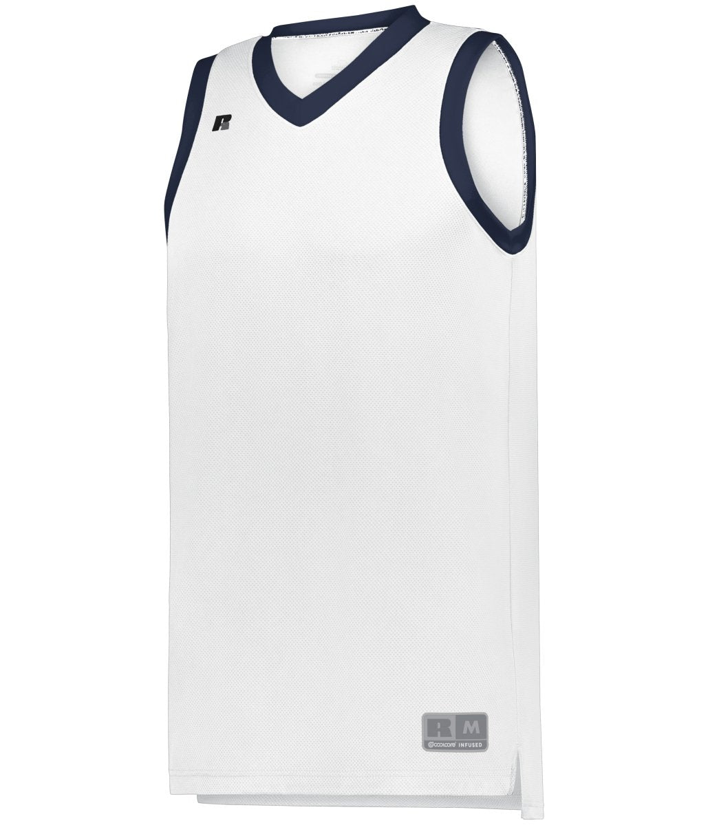 Russell (Team) YOUTH ELITE BASKETBALL JERSEY POWERED BY COOLCORE® 5R3CHB WHITE/NAVY S