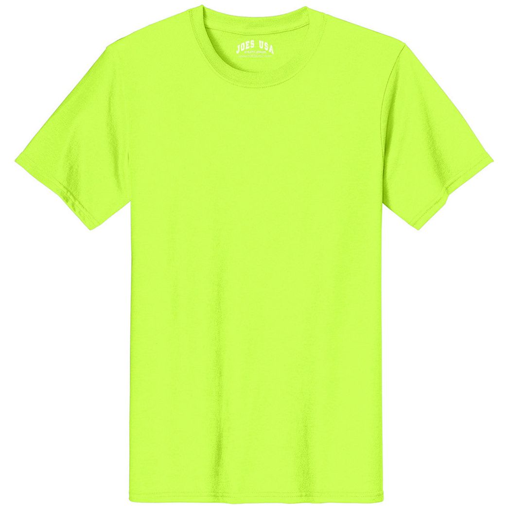 Joe's USA - Versatile 50/50 Cotton/Poly T-Shirts in 30 Vibrant Colors Joe's USA Men's Shirts - Safety Green