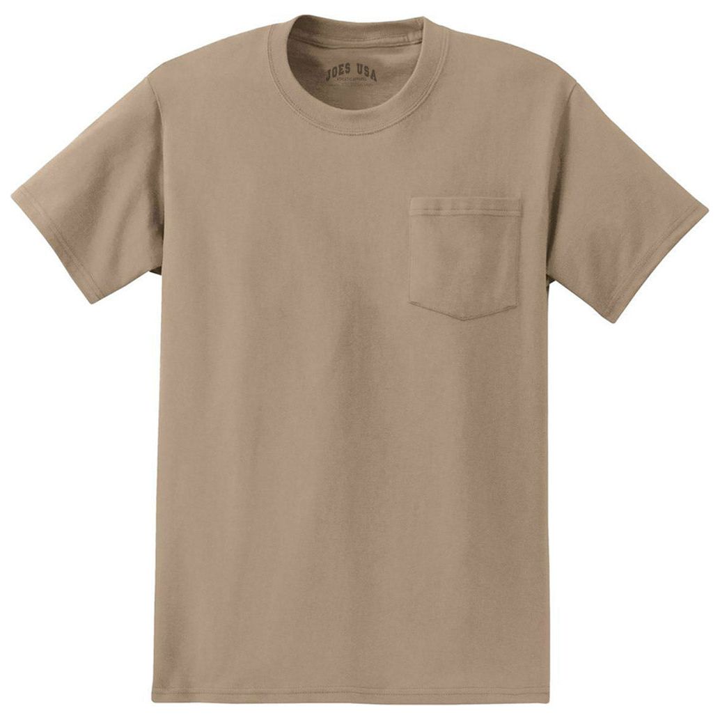 Joe's USA Tall Essential T-Shirt with Pocket T-Shirts Joe's USA Large Tall Sand