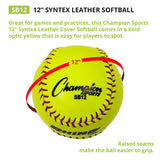 Champion Sports 12" SYHNTHETIC LEATHER CORK CORE SOFTBALL