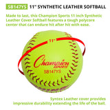 Champion Sports 11" SYNTHETIC LEATHER POLY CORE SOFTBALL