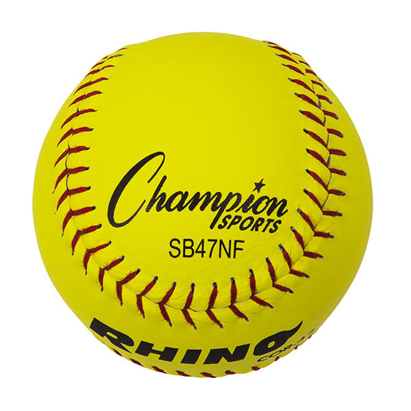 Champion Sports 12" LEATHER POLY CORE SOFTBALL, NFHS APPROVED