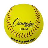 Champion Sports 12" LEATHER POLY CORE SOFTBALL, NFHS APPROVED