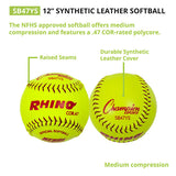 Champion Sports 12" SYNTHETIC LEATHER POLY CORE SOFTBALL, NFHS APPROVED