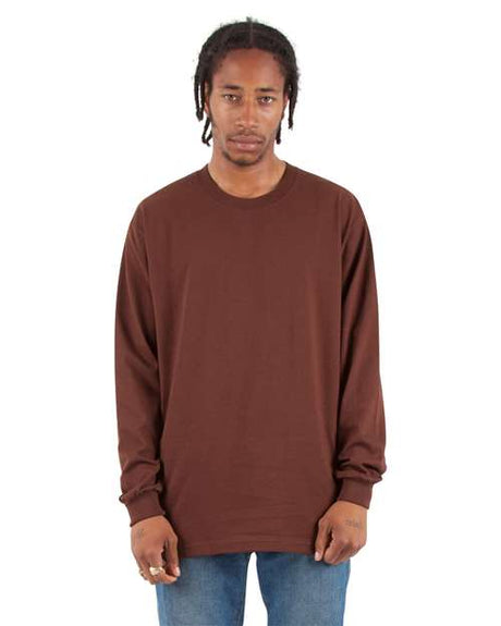 Shaka Wear Men's Max Heavyweight Long Sleeve T-Shirt - Shaka Wear SHMHLS Brown S Long Sleeve T-Shirts