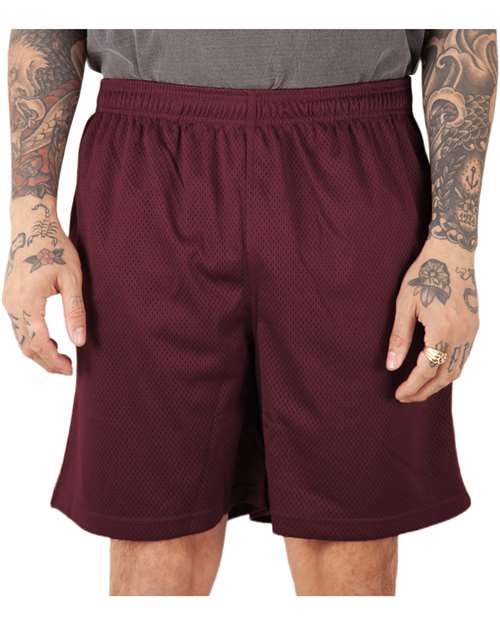 Shaka Wear Men's Mesh PE Gym Shorts - Shaka Wear SHMPS Burgundy S
