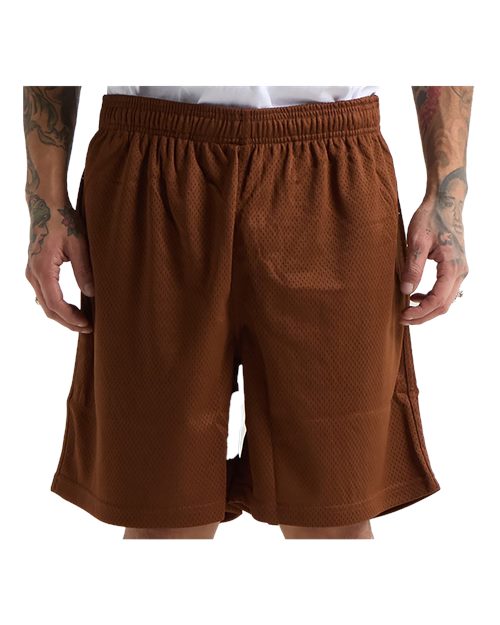 Shaka Wear Men's Mesh PE Gym Shorts - Shaka Wear SHMPS Mocha S