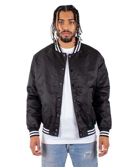 Shaka Wear Unisex Varsity Bomber Jacket - Shaka Wear SHVBJ Black S Jackets