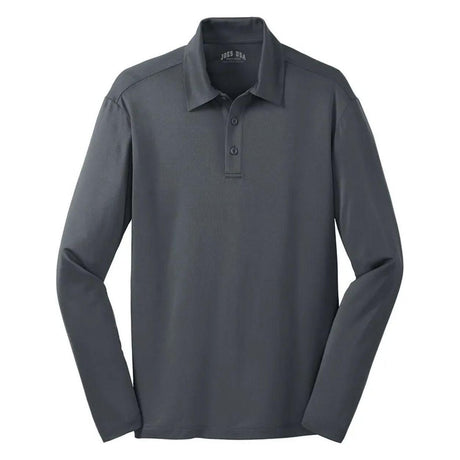 Silk Touch Performance Long Sleeve Polo Steel Grey X - Small Polos/Knits