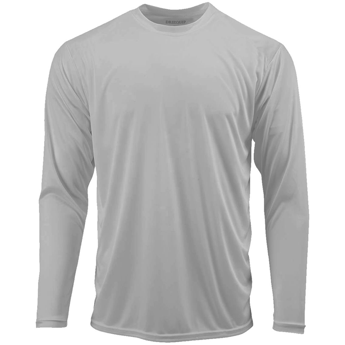 Mens Long Sleeve Moisture Wicking Athletic Shirts in Mens Sizes XS-4XL Activewear DRI-EQUIP Silver